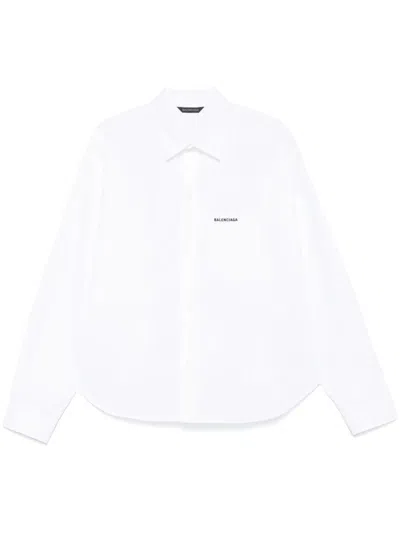 Balenciaga Logo-embroidered Regular Shirt Clothing In White