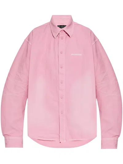 Balenciaga Logo-embroidered Shirt In Pink