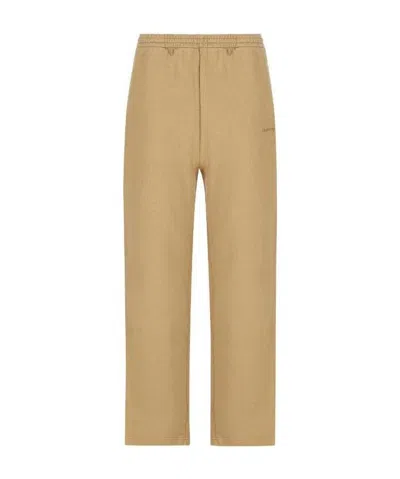 Balenciaga Logo-embroidered Straight-leg Trousers In Nude