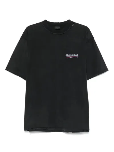 Balenciaga T-shirt Mit Logo-stickerei In Schwarz