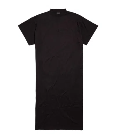 Balenciaga Logo-embroidered T-shirt Dress In Black
