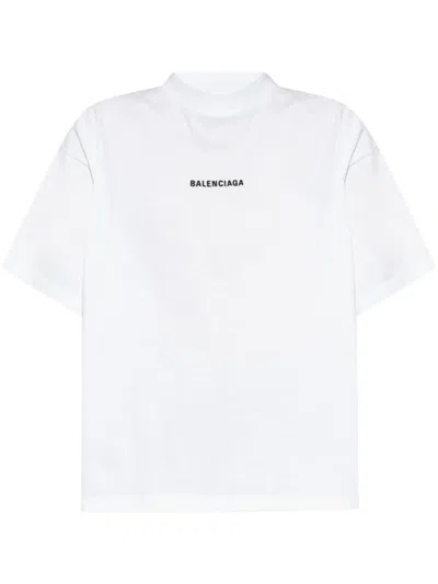 Balenciaga Cropped Logo T-shirt In White