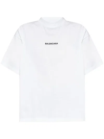Balenciaga Logo-embroidered T-shirt In White
