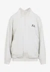 Balenciaga Logo Embroidered Zip-up Jacket In White