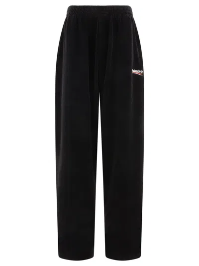 Balenciaga Logo Embroidered Track Pants In Black/white