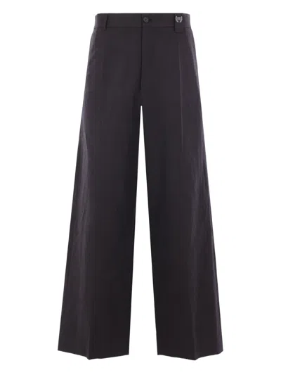 Balenciaga Logo-embroidered Trousers In Black