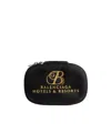 Balenciaga Logo-embroidered Velvet Clutch Bag In Black
