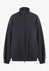Balenciaga Logo Embroidered Zip-up Jacket In Black