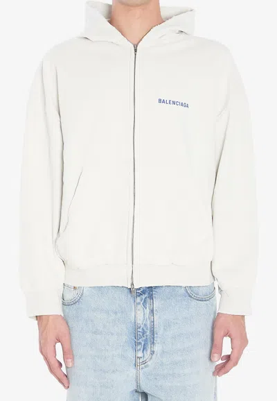Balenciaga Zipped Sweater In Neutral