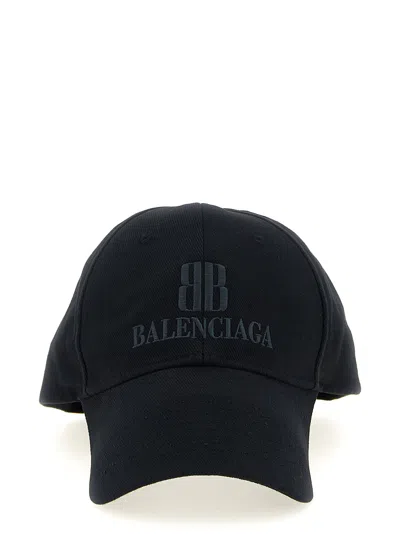 Balenciaga Logo Embroidery Cap In Black