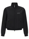 Balenciaga Black Bomber Jacket With Zip And Logo In Black