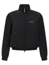 Balenciaga Black Bomber Jacket With Zip And Logo In Black