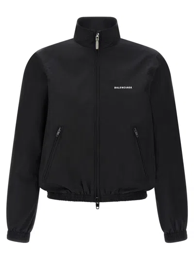 Balenciaga Black Bomber Jacket With Zip And Logo