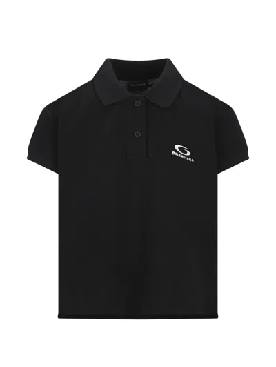 Balenciaga Loop Sports Icon Cropped Polo T-shirt In Animal Print