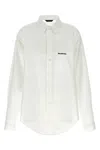 Balenciaga White Shirt With Lettering Logo Embroidered On The Front In Cotton Woman In White