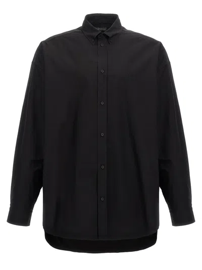 Balenciaga Logo Embroidery Shirt In Black
