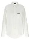 Balenciaga White Shirt With Lettering Logo Embroidered On The Front In Cotton Woman