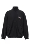 Balenciaga Black Sweatshirt With High Neck And Front And Rear Logo Print In Cotton Blend Man In Black