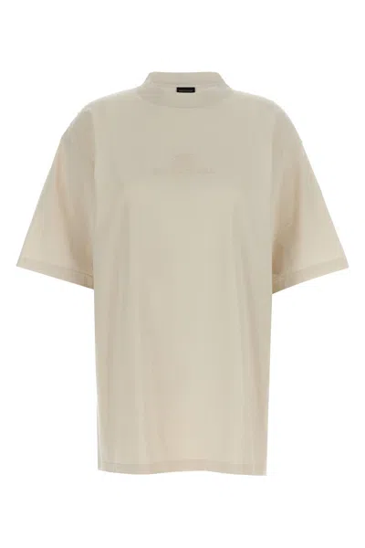 Balenciaga Logo Embroidery T-shirt In Gray