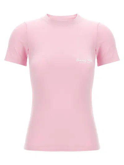 Balenciaga Embroidered-logo Crew-neck T-shirt In Pink