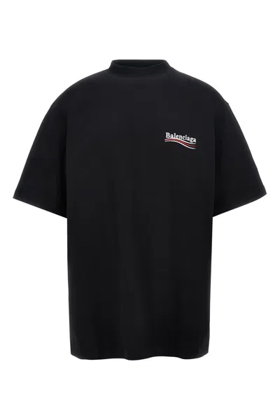 Balenciaga Men Logo Embroidery T-shirt In Black