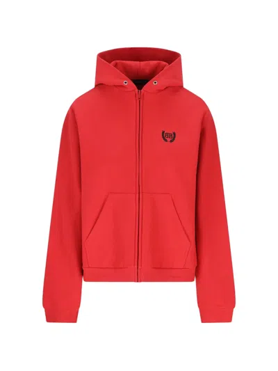 Balenciaga Logo-embroidery Zip-fastening Sweatshirt In Red