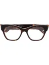 Balenciaga Logo-engraved Cat-eye Glasses In Brown