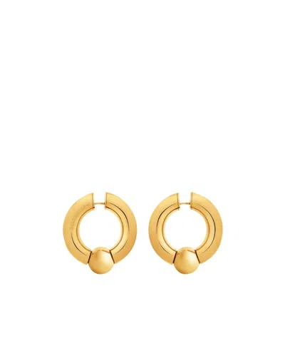 Balenciaga Logo-engraved Hoop Earrings In Yellow