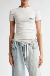 Balenciaga Beverly Hills Stretch Jersey T-shirt In Off White/ Black