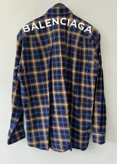 Pre-owned Balenciaga Logo Flannel Shirt In Plaid