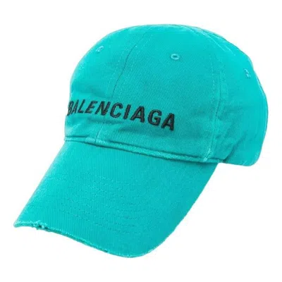 Balenciaga Logo Front Cap 'petrol Blue' In Green