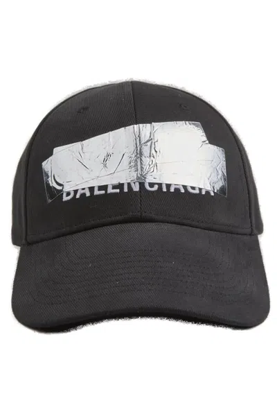 Balenciaga Logo Graphic Baseball Cap In Black