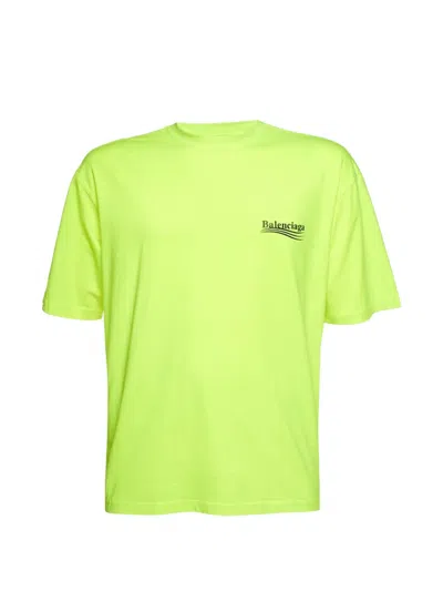 Pre-owned Balenciaga Logo Graphic Cotton T-shirt In Yellow