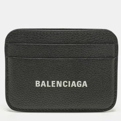 Pre-owned Balenciaga Logo Grey Leather Slim Card Holder In Gray