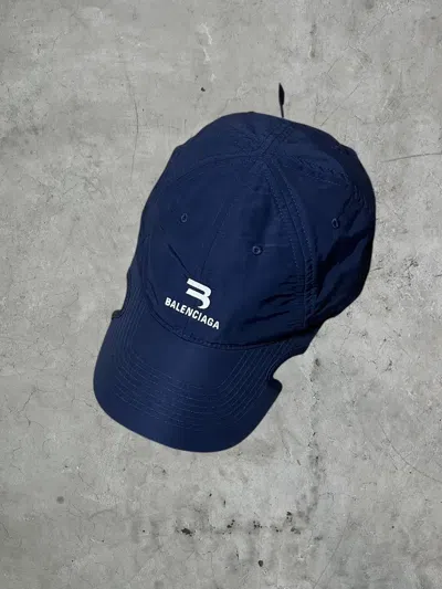 Pre-owned Balenciaga Logo Hat In Blue