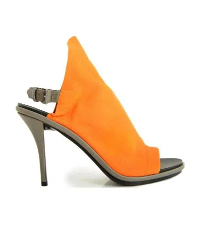 Balenciaga Logo High-heeled Sandals In Orange