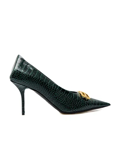 Balenciaga Logo High Heels In Green