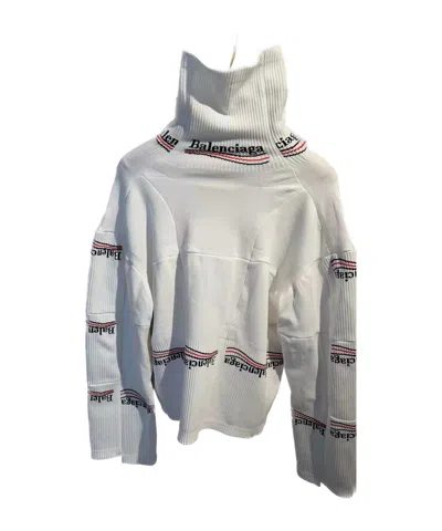 Balenciaga Logo High-necked Sweater In White