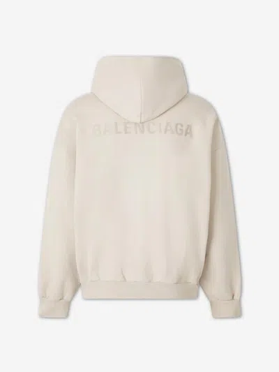 Balenciaga Logo Hooded Jersey In White