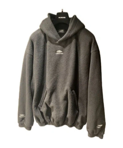 Balenciaga Logo Hooded Sweater In Black