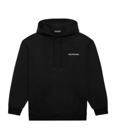 Balenciaga Logo-print Cotton-jersey Hoodie In Black