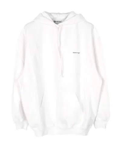 Balenciaga Logo Hooded Sweater In White