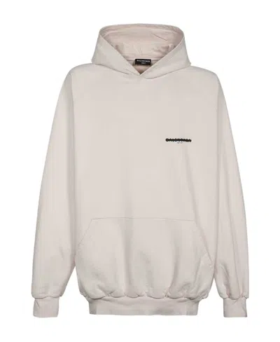 Balenciaga Logo Hooded Sweater In White