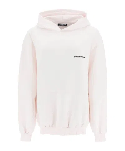 Balenciaga Logo Hooded Sweater In White