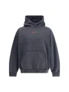 Balenciaga Men Logo Hooded Sweatshirt In Gray