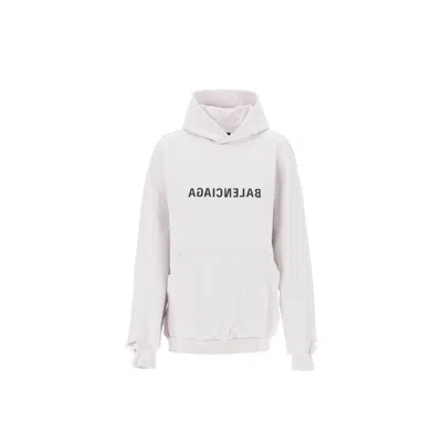 Balenciaga Logo Hooded Sweatshirt In White