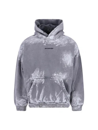 Balenciaga Logo Hoodie In Blue