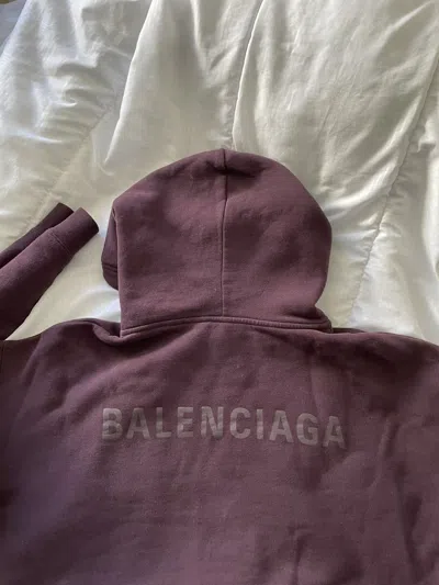 Pre-owned Balenciaga Logo Hoodie In Burgandy