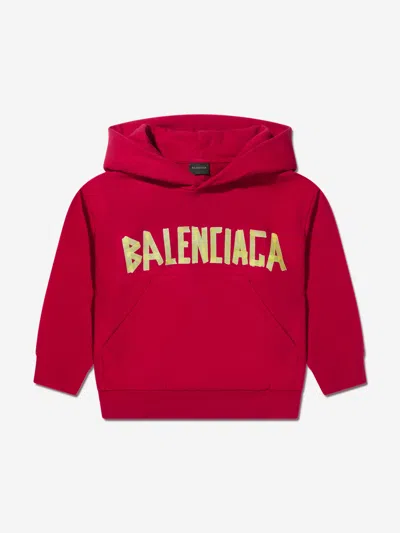 Balenciaga Kids Logo Hoodie In Red