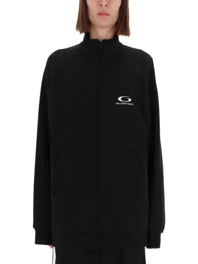 Balenciaga Logo Hoodie Sweatshirt In Black